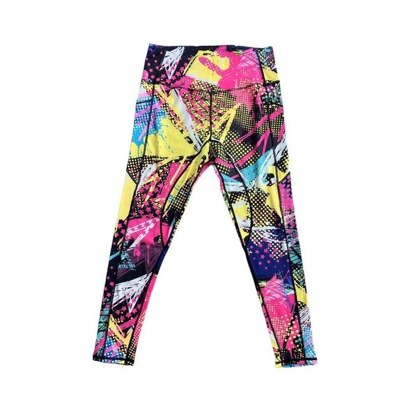 New Qivicima Geometry Colorful High-Waist Leggings Large - Picture 2 of 3